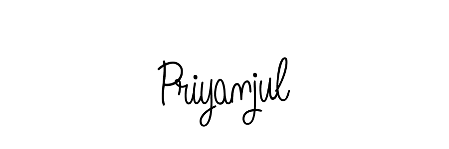You should practise on your own different ways (Angelique-Rose-font-FFP) to write your name (Priyanjul) in signature. don't let someone else do it for you. Priyanjul signature style 5 images and pictures png
