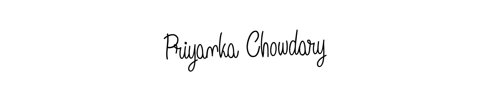 How to make Priyanka Chowdary name signature. Use Angelique-Rose-font-FFP style for creating short signs online. This is the latest handwritten sign. Priyanka Chowdary signature style 5 images and pictures png