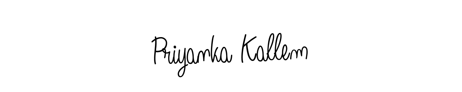 Create a beautiful signature design for name Priyanka Kallem. With this signature (Angelique-Rose-font-FFP) fonts, you can make a handwritten signature for free. Priyanka Kallem signature style 5 images and pictures png