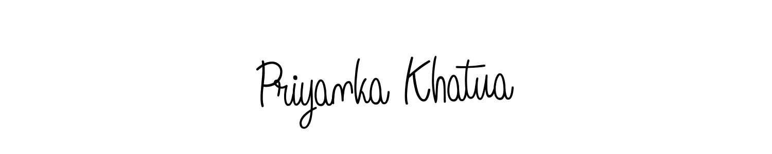 The best way (Angelique-Rose-font-FFP) to make a short signature is to pick only two or three words in your name. The name Priyanka Khatua include a total of six letters. For converting this name. Priyanka Khatua signature style 5 images and pictures png