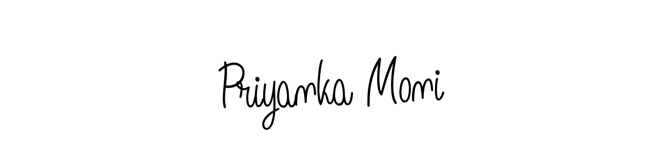 You should practise on your own different ways (Angelique-Rose-font-FFP) to write your name (Priyanka Moni) in signature. don't let someone else do it for you. Priyanka Moni signature style 5 images and pictures png