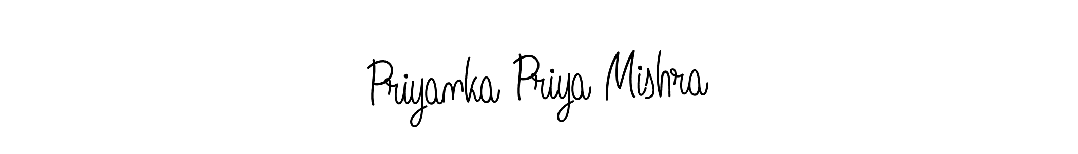 The best way (Angelique-Rose-font-FFP) to make a short signature is to pick only two or three words in your name. The name Priyanka Priya Mishra include a total of six letters. For converting this name. Priyanka Priya Mishra signature style 5 images and pictures png