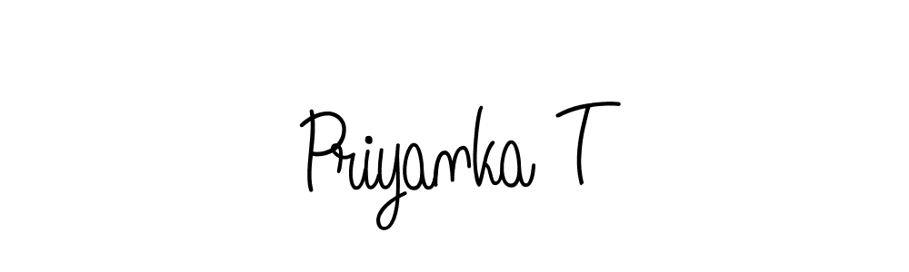 How to make Priyanka T name signature. Use Angelique-Rose-font-FFP style for creating short signs online. This is the latest handwritten sign. Priyanka T signature style 5 images and pictures png
