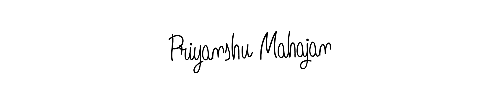 Make a beautiful signature design for name Priyanshu Mahajan. With this signature (Angelique-Rose-font-FFP) style, you can create a handwritten signature for free. Priyanshu Mahajan signature style 5 images and pictures png