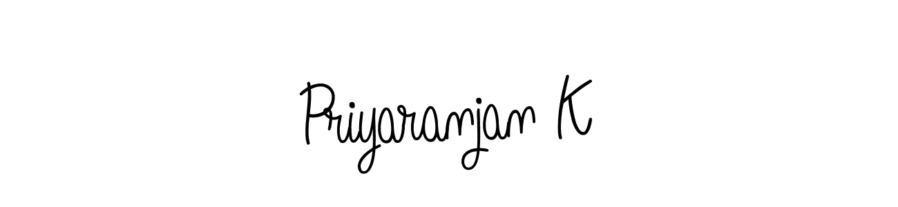 You should practise on your own different ways (Angelique-Rose-font-FFP) to write your name (Priyaranjan K) in signature. don't let someone else do it for you. Priyaranjan K signature style 5 images and pictures png