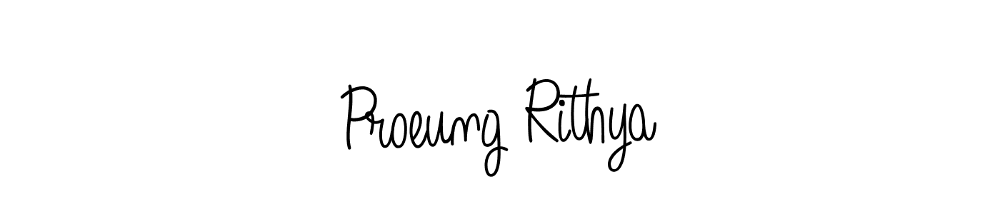 Make a beautiful signature design for name Proeung Rithya. With this signature (Angelique-Rose-font-FFP) style, you can create a handwritten signature for free. Proeung Rithya signature style 5 images and pictures png