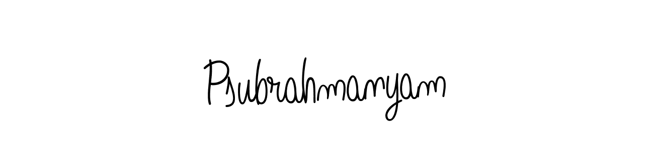 You should practise on your own different ways (Angelique-Rose-font-FFP) to write your name (Psubrahmanyam) in signature. don't let someone else do it for you. Psubrahmanyam signature style 5 images and pictures png