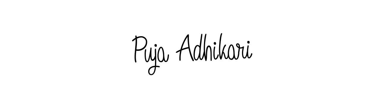You should practise on your own different ways (Angelique-Rose-font-FFP) to write your name (Puja Adhikari) in signature. don't let someone else do it for you. Puja Adhikari signature style 5 images and pictures png