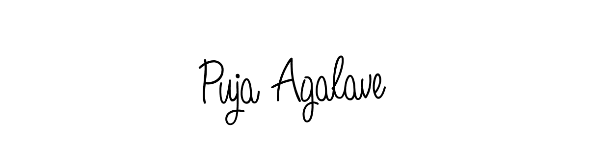 You should practise on your own different ways (Angelique-Rose-font-FFP) to write your name (Puja Agalave) in signature. don't let someone else do it for you. Puja Agalave signature style 5 images and pictures png