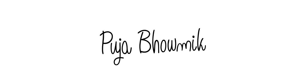 Design your own signature with our free online signature maker. With this signature software, you can create a handwritten (Angelique-Rose-font-FFP) signature for name Puja Bhowmik. Puja Bhowmik signature style 5 images and pictures png