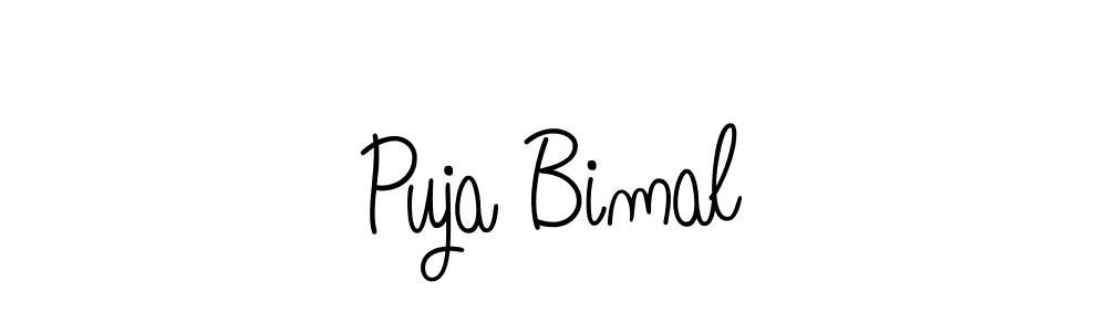 How to make Puja Bimal name signature. Use Angelique-Rose-font-FFP style for creating short signs online. This is the latest handwritten sign. Puja Bimal signature style 5 images and pictures png