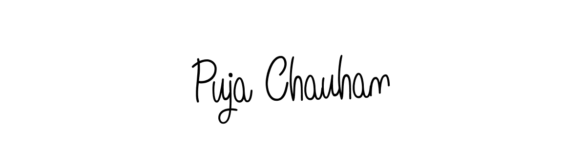 Use a signature maker to create a handwritten signature online. With this signature software, you can design (Angelique-Rose-font-FFP) your own signature for name Puja Chauhan. Puja Chauhan signature style 5 images and pictures png