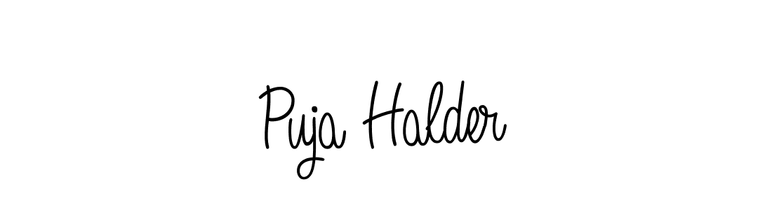 The best way (Angelique-Rose-font-FFP) to make a short signature is to pick only two or three words in your name. The name Puja Halder include a total of six letters. For converting this name. Puja Halder signature style 5 images and pictures png