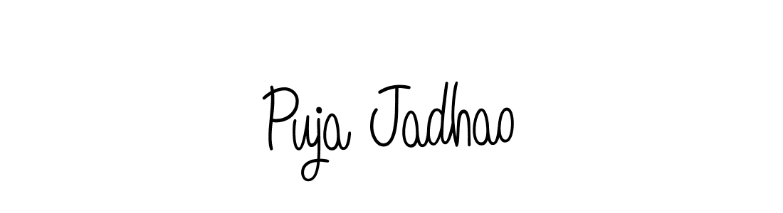 How to make Puja Jadhao name signature. Use Angelique-Rose-font-FFP style for creating short signs online. This is the latest handwritten sign. Puja Jadhao signature style 5 images and pictures png