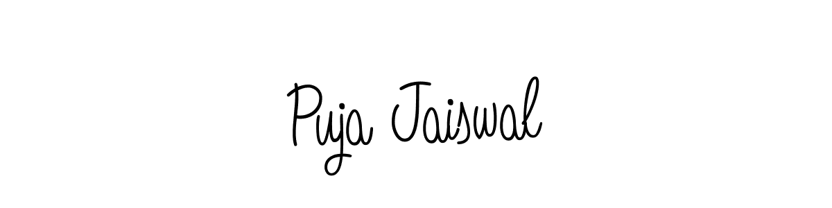 Puja Jaiswal stylish signature style. Best Handwritten Sign (Angelique-Rose-font-FFP) for my name. Handwritten Signature Collection Ideas for my name Puja Jaiswal. Puja Jaiswal signature style 5 images and pictures png
