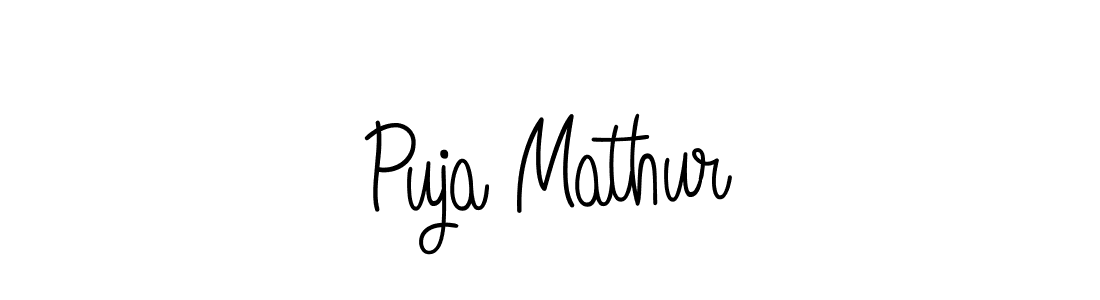 How to make Puja Mathur name signature. Use Angelique-Rose-font-FFP style for creating short signs online. This is the latest handwritten sign. Puja Mathur signature style 5 images and pictures png