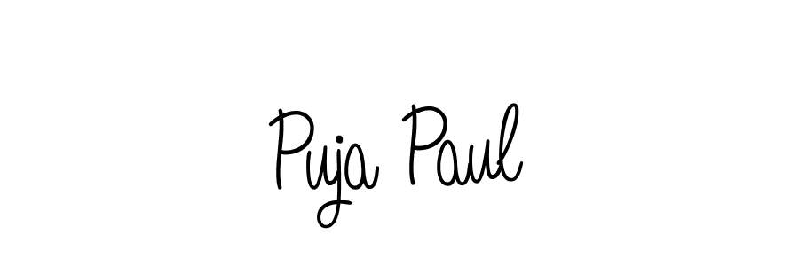 The best way (Angelique-Rose-font-FFP) to make a short signature is to pick only two or three words in your name. The name Puja Paul include a total of six letters. For converting this name. Puja Paul signature style 5 images and pictures png