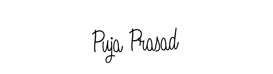 You should practise on your own different ways (Angelique-Rose-font-FFP) to write your name (Puja Prasad) in signature. don't let someone else do it for you. Puja Prasad signature style 5 images and pictures png