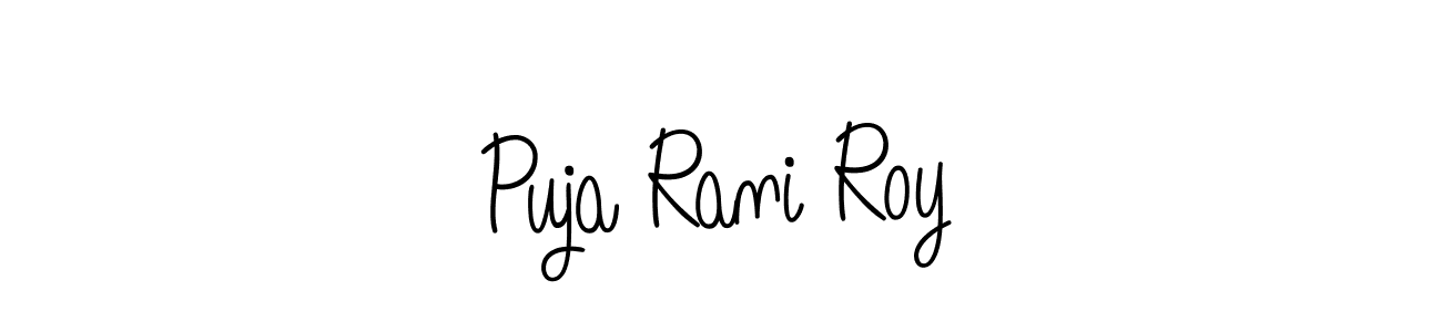 Use a signature maker to create a handwritten signature online. With this signature software, you can design (Angelique-Rose-font-FFP) your own signature for name Puja Rani Roy. Puja Rani Roy signature style 5 images and pictures png