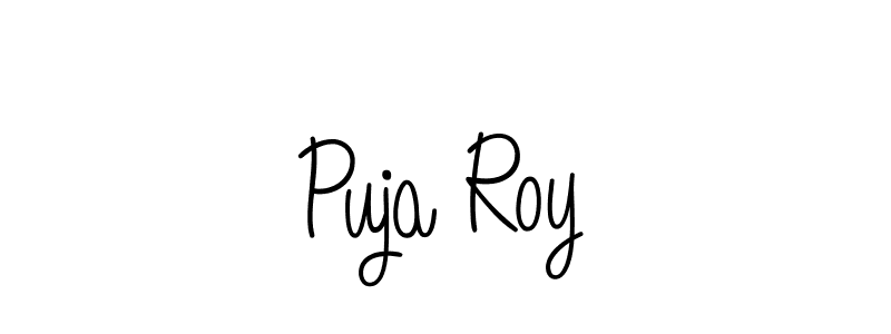 You should practise on your own different ways (Angelique-Rose-font-FFP) to write your name (Puja Roy) in signature. don't let someone else do it for you. Puja Roy signature style 5 images and pictures png