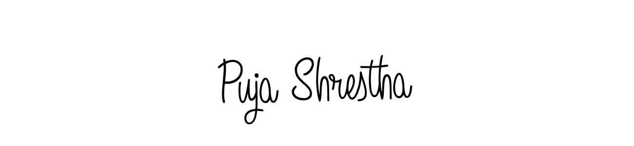 You should practise on your own different ways (Angelique-Rose-font-FFP) to write your name (Puja Shrestha) in signature. don't let someone else do it for you. Puja Shrestha signature style 5 images and pictures png