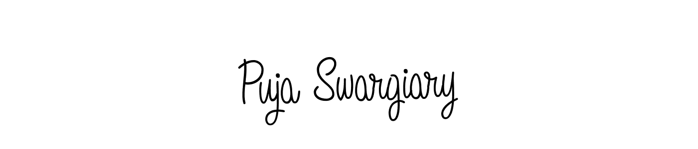 How to make Puja Swargiary name signature. Use Angelique-Rose-font-FFP style for creating short signs online. This is the latest handwritten sign. Puja Swargiary signature style 5 images and pictures png