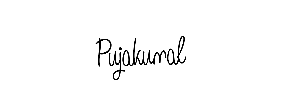 Design your own signature with our free online signature maker. With this signature software, you can create a handwritten (Angelique-Rose-font-FFP) signature for name Pujakunal. Pujakunal signature style 5 images and pictures png