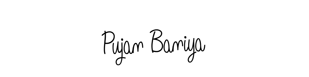 Make a beautiful signature design for name Pujan Baniya. With this signature (Angelique-Rose-font-FFP) style, you can create a handwritten signature for free. Pujan Baniya signature style 5 images and pictures png