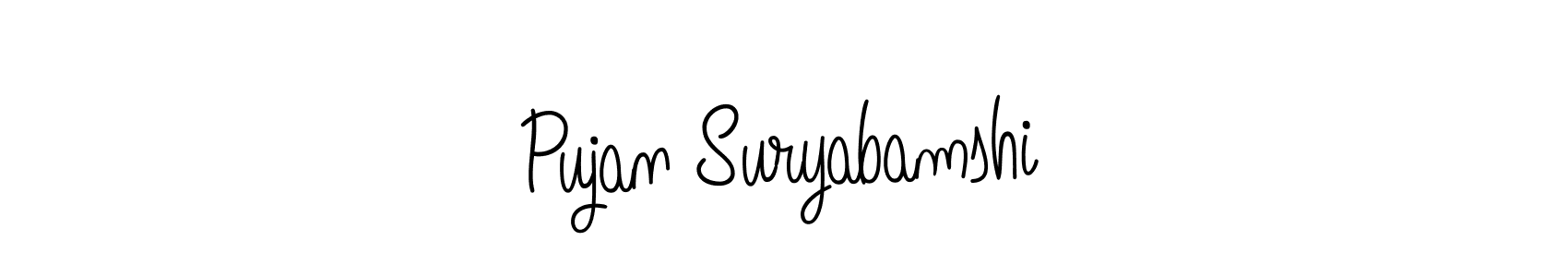 Create a beautiful signature design for name Pujan Suryabamshi. With this signature (Angelique-Rose-font-FFP) fonts, you can make a handwritten signature for free. Pujan Suryabamshi signature style 5 images and pictures png