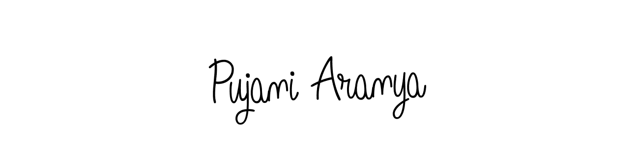 Make a beautiful signature design for name Pujani Aranya. With this signature (Angelique-Rose-font-FFP) style, you can create a handwritten signature for free. Pujani Aranya signature style 5 images and pictures png