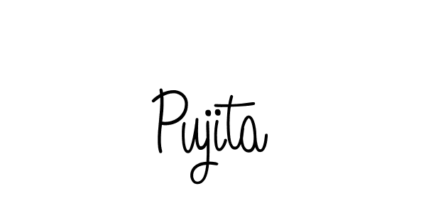 How to make Pujita name signature. Use Angelique-Rose-font-FFP style for creating short signs online. This is the latest handwritten sign. Pujita signature style 5 images and pictures png