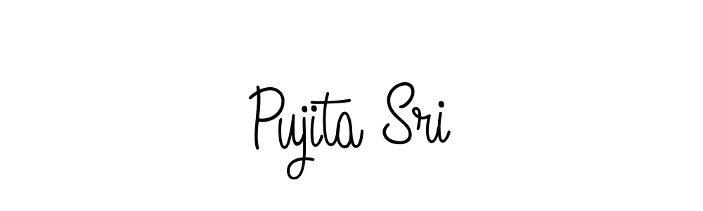 if you are searching for the best signature style for your name Pujita Sri. so please give up your signature search. here we have designed multiple signature styles  using Angelique-Rose-font-FFP. Pujita Sri signature style 5 images and pictures png