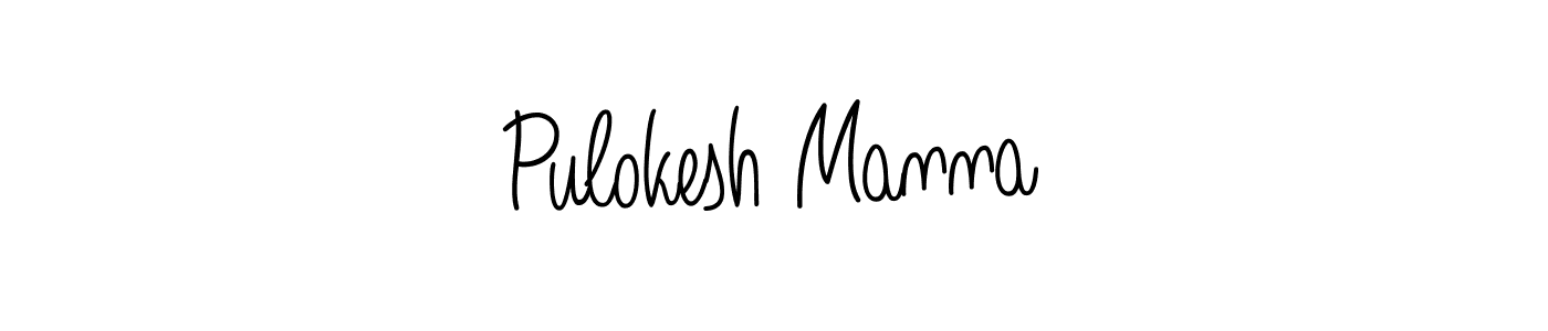 You should practise on your own different ways (Angelique-Rose-font-FFP) to write your name (Pulokesh Manna) in signature. don't let someone else do it for you. Pulokesh Manna signature style 5 images and pictures png