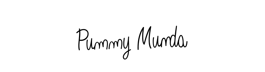 Make a beautiful signature design for name Pummy Munda. With this signature (Angelique-Rose-font-FFP) style, you can create a handwritten signature for free. Pummy Munda signature style 5 images and pictures png
