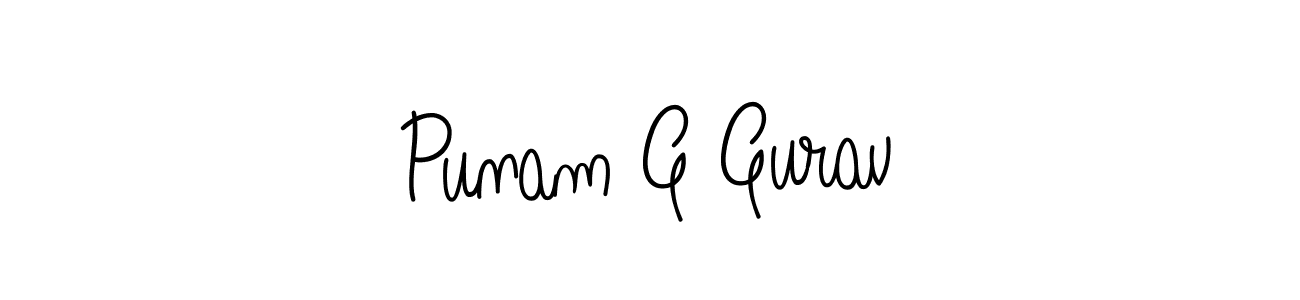 The best way (Angelique-Rose-font-FFP) to make a short signature is to pick only two or three words in your name. The name Punam G Gurav include a total of six letters. For converting this name. Punam G Gurav signature style 5 images and pictures png