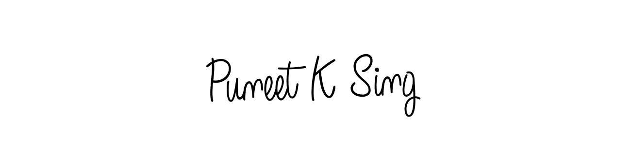 You should practise on your own different ways (Angelique-Rose-font-FFP) to write your name (Puneet K Sing) in signature. don't let someone else do it for you. Puneet K Sing signature style 5 images and pictures png