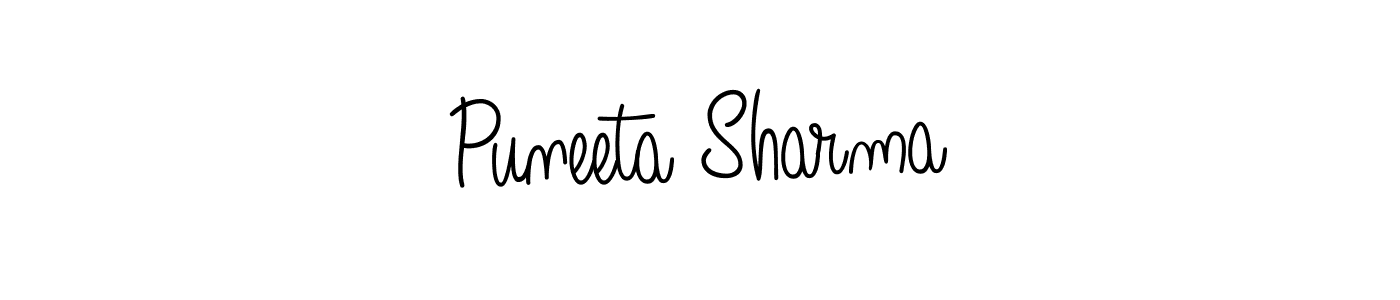 The best way (Angelique-Rose-font-FFP) to make a short signature is to pick only two or three words in your name. The name Puneeta Sharma include a total of six letters. For converting this name. Puneeta Sharma signature style 5 images and pictures png