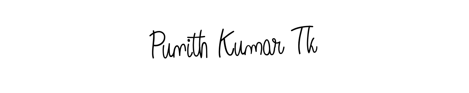 You should practise on your own different ways (Angelique-Rose-font-FFP) to write your name (Punith Kumar Tk) in signature. don't let someone else do it for you. Punith Kumar Tk signature style 5 images and pictures png