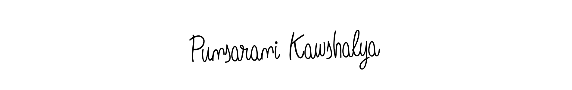 Use a signature maker to create a handwritten signature online. With this signature software, you can design (Angelique-Rose-font-FFP) your own signature for name Punsarani Kawshalya. Punsarani Kawshalya signature style 5 images and pictures png