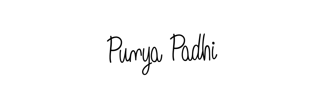 You should practise on your own different ways (Angelique-Rose-font-FFP) to write your name (Punya Padhi) in signature. don't let someone else do it for you. Punya Padhi signature style 5 images and pictures png