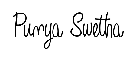 A sleek calligraphic signature for name Punya Swetha utilizing Angelique-Rose-font-FFP styling. Great for adding personal signatures to photos and art. Punya Swetha signature style 5 images and pictures png
