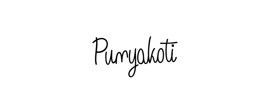 You should practise on your own different ways (Angelique-Rose-font-FFP) to write your name (Punyakoti) in signature. don't let someone else do it for you. Punyakoti signature style 5 images and pictures png