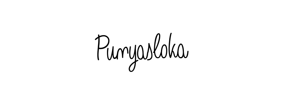 Make a beautiful signature design for name Punyasloka. With this signature (Angelique-Rose-font-FFP) style, you can create a handwritten signature for free. Punyasloka signature style 5 images and pictures png