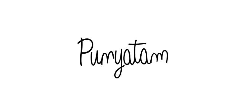 Punyatam stylish signature style. Best Handwritten Sign (Angelique-Rose-font-FFP) for my name. Handwritten Signature Collection Ideas for my name Punyatam. Punyatam signature style 5 images and pictures png