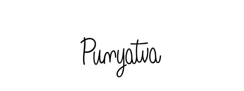 How to make Punyatva name signature. Use Angelique-Rose-font-FFP style for creating short signs online. This is the latest handwritten sign. Punyatva signature style 5 images and pictures png