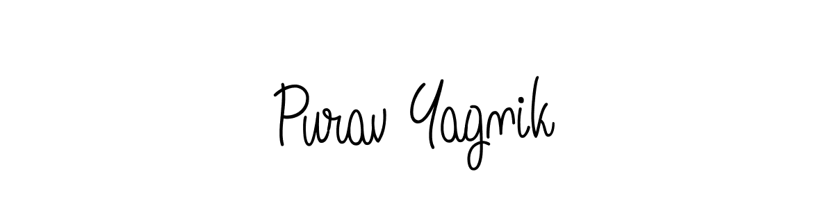 Purav Yagnik stylish signature style. Best Handwritten Sign (Angelique-Rose-font-FFP) for my name. Handwritten Signature Collection Ideas for my name Purav Yagnik. Purav Yagnik signature style 5 images and pictures png