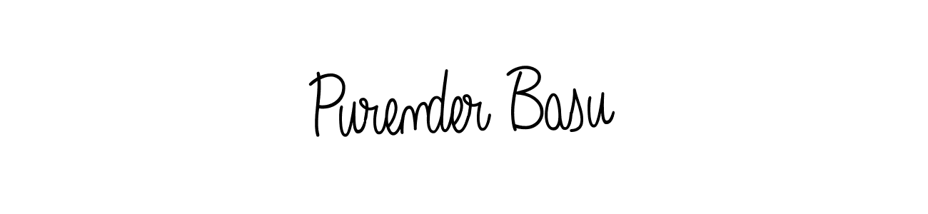 Purender Basu stylish signature style. Best Handwritten Sign (Angelique-Rose-font-FFP) for my name. Handwritten Signature Collection Ideas for my name Purender Basu. Purender Basu signature style 5 images and pictures png