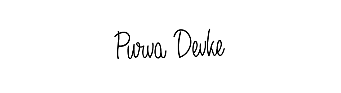 The best way (Angelique-Rose-font-FFP) to make a short signature is to pick only two or three words in your name. The name Purva Devke include a total of six letters. For converting this name. Purva Devke signature style 5 images and pictures png