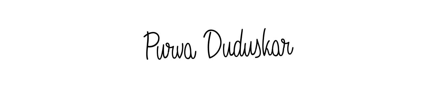 Create a beautiful signature design for name Purva Duduskar. With this signature (Angelique-Rose-font-FFP) fonts, you can make a handwritten signature for free. Purva Duduskar signature style 5 images and pictures png