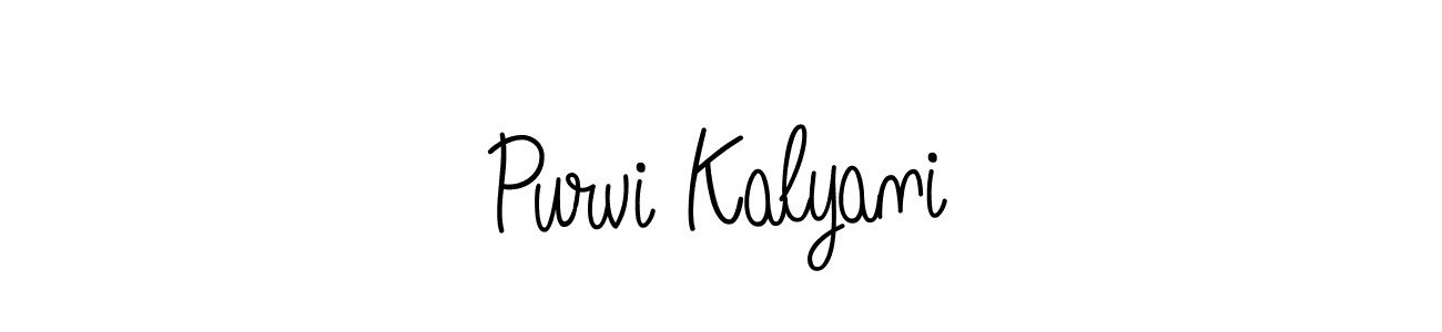 Purvi Kalyani stylish signature style. Best Handwritten Sign (Angelique-Rose-font-FFP) for my name. Handwritten Signature Collection Ideas for my name Purvi Kalyani. Purvi Kalyani signature style 5 images and pictures png